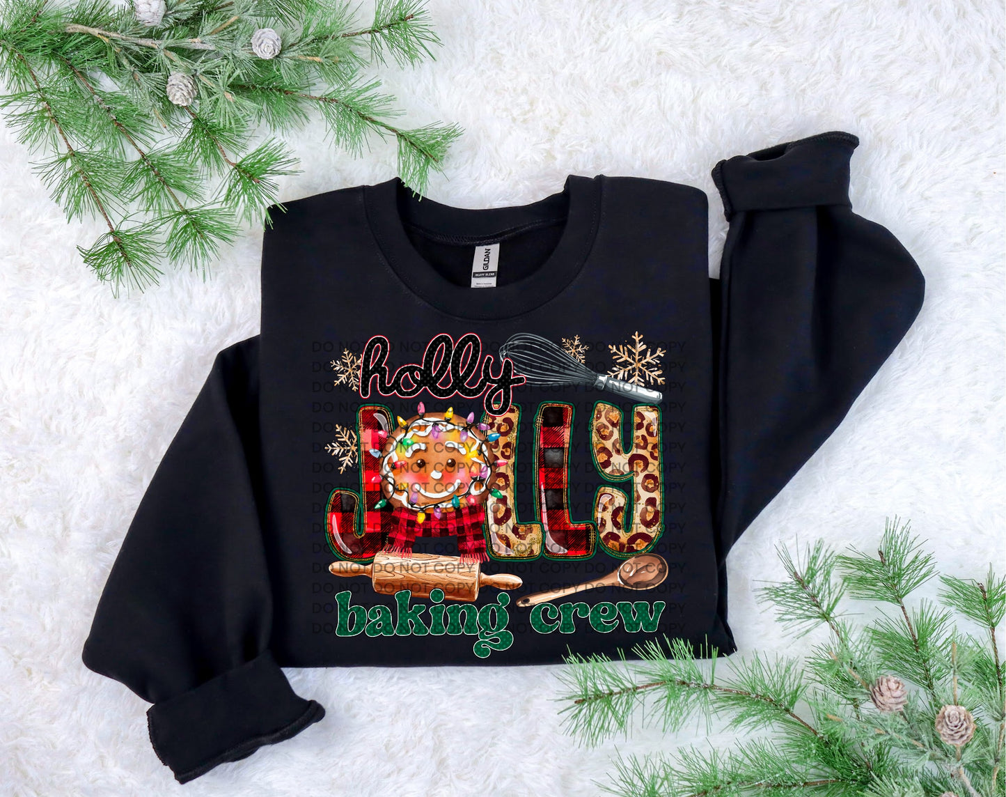 Holly Jolly Baking Crew Comfort Color T-shirt, Bella Canvas Tees, Crew Sweatshirt