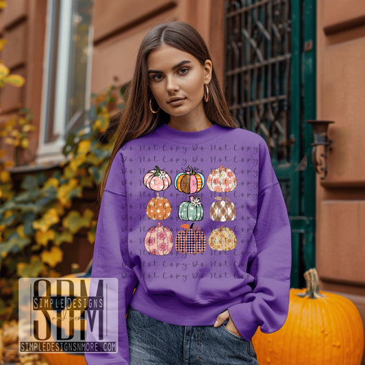 Colorful Boho Pumpkins DTF Direct to Film Heat Transfer