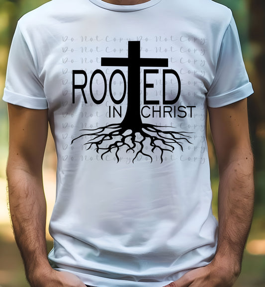 Rooted In Christ (Black) Heat Transfers, Sublimation, DTF Direct to Film Heat Transfer