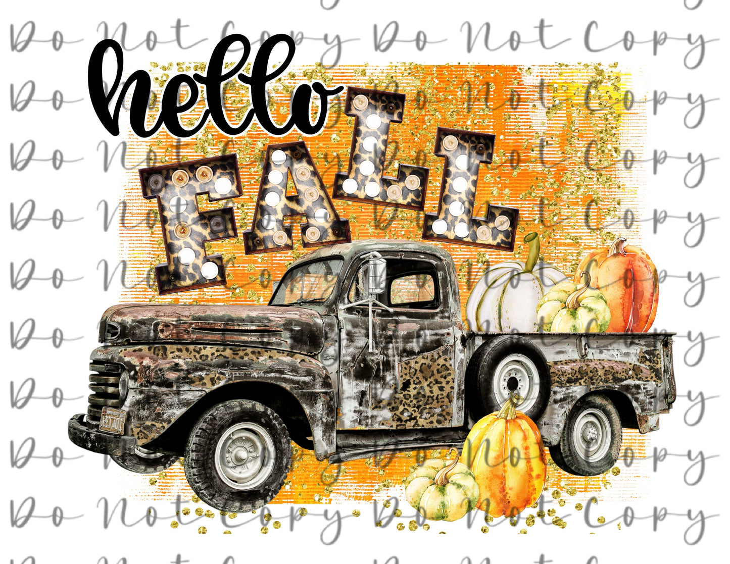 Hello Fall Truck Transfer DTF, Sublimation, DTF Direct to Film