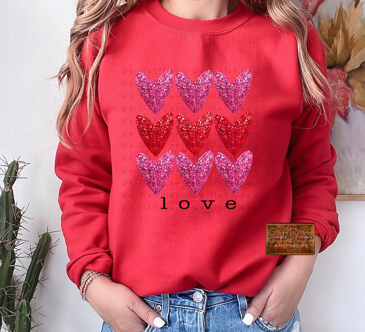 Love Faux Glitter Hearts Heat Transfer Sublimation, Sublimation, DTF Direct to Film