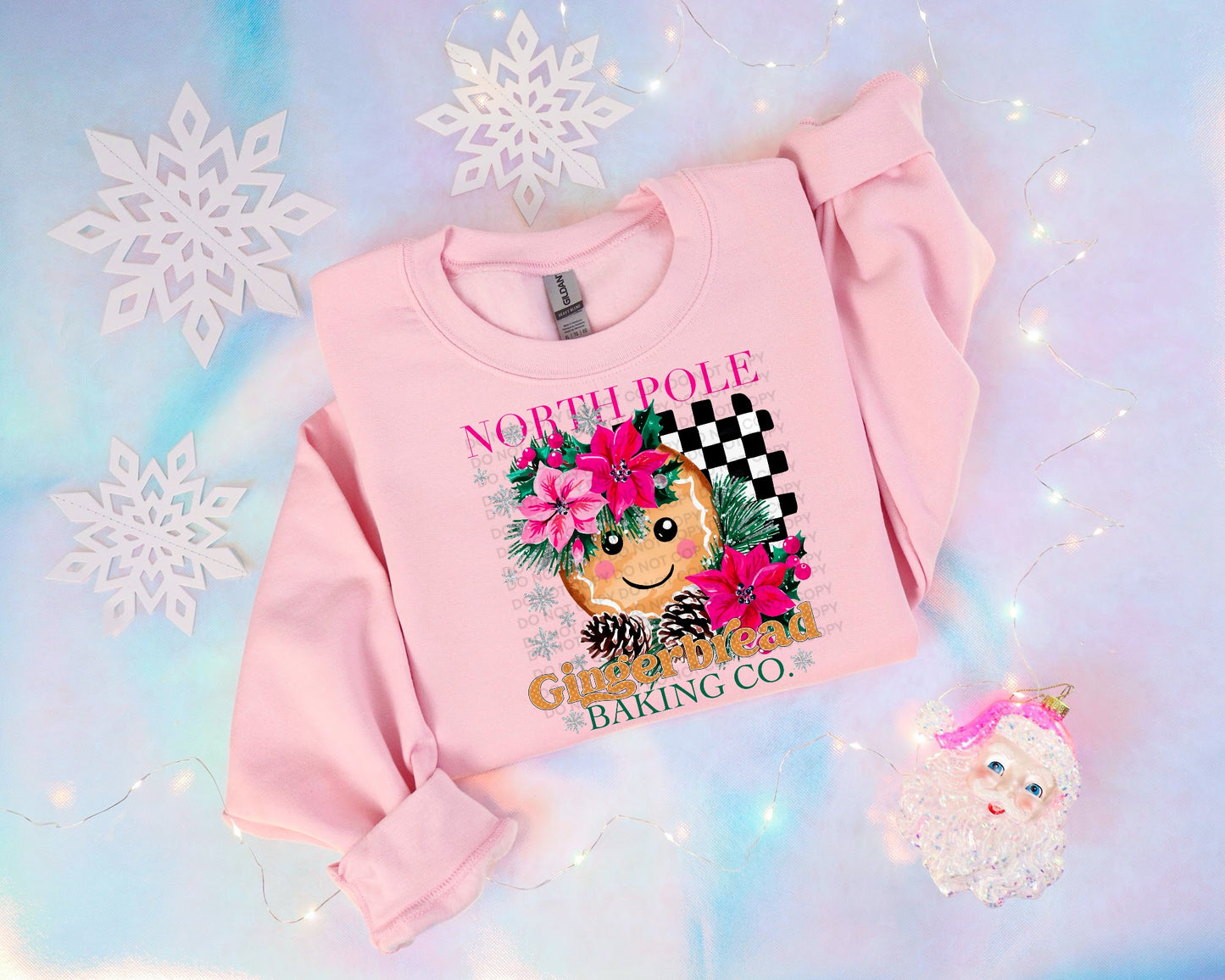 North Pole Gingerbread Baking Co Comfort Color T-shirt, Bella Canvas Tees, Crew Sweatshirt