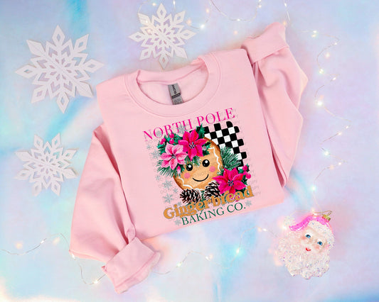 North Pole Gingerbread Baking Co Comfort Color T-shirt, Bella Canvas Tees, Crew Sweatshirt
