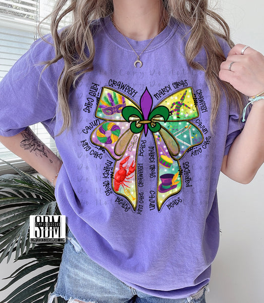 Mardi Gras Bow Sublimation, DTF Direct to Film Heat Transfer