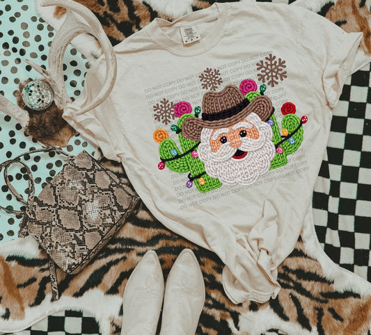 Bright Colored Western Santa (Faux Yarn) Heat Transfer Sublimation, Sublimation, DTF Direct to Film