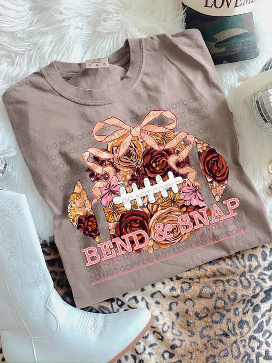 Bend and Snap Floral Football Comfort Color T-shirt, Bella Canvas Tees