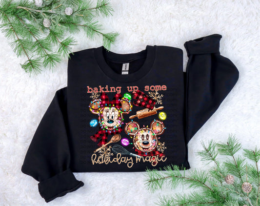 Baking Up Some Holiday Magic Mouse Comfort Color T-shirt, Bella Canvas Tees, Crew Sweatshirt