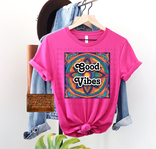 Good Vibes Colorful Heat Transfers, Sublimation, DTF Direct to Film Heat Transfer