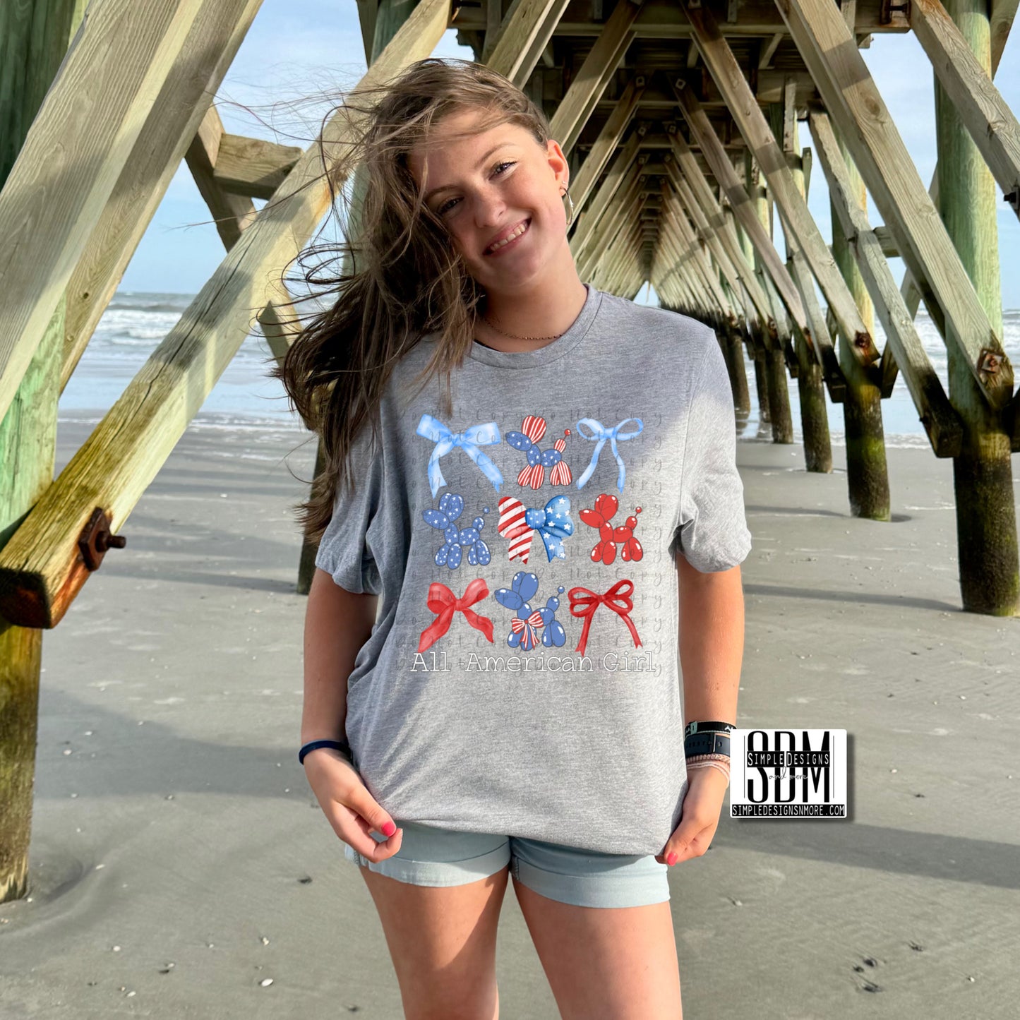 All American Girl 4th of July, USA, Independence Day Heat Transfer Sublimation, Sublimation, DTF Direct to Film