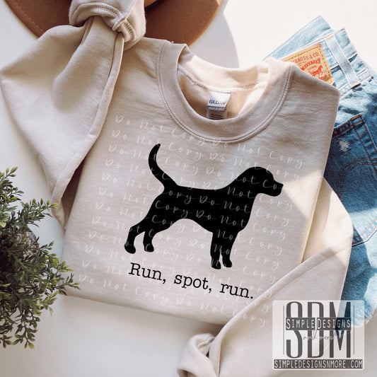 Run Spot Run Black Dog Heat Transfers, Sublimation, DTF Direct to Film Heat Transfer