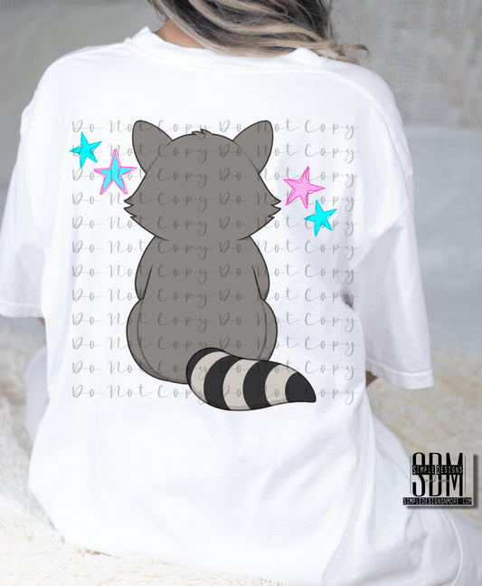 See Ya Soon Raccoon Stars Back Heat Transfer Sublimation, Sublimation, DTF Direct to Film Transfers