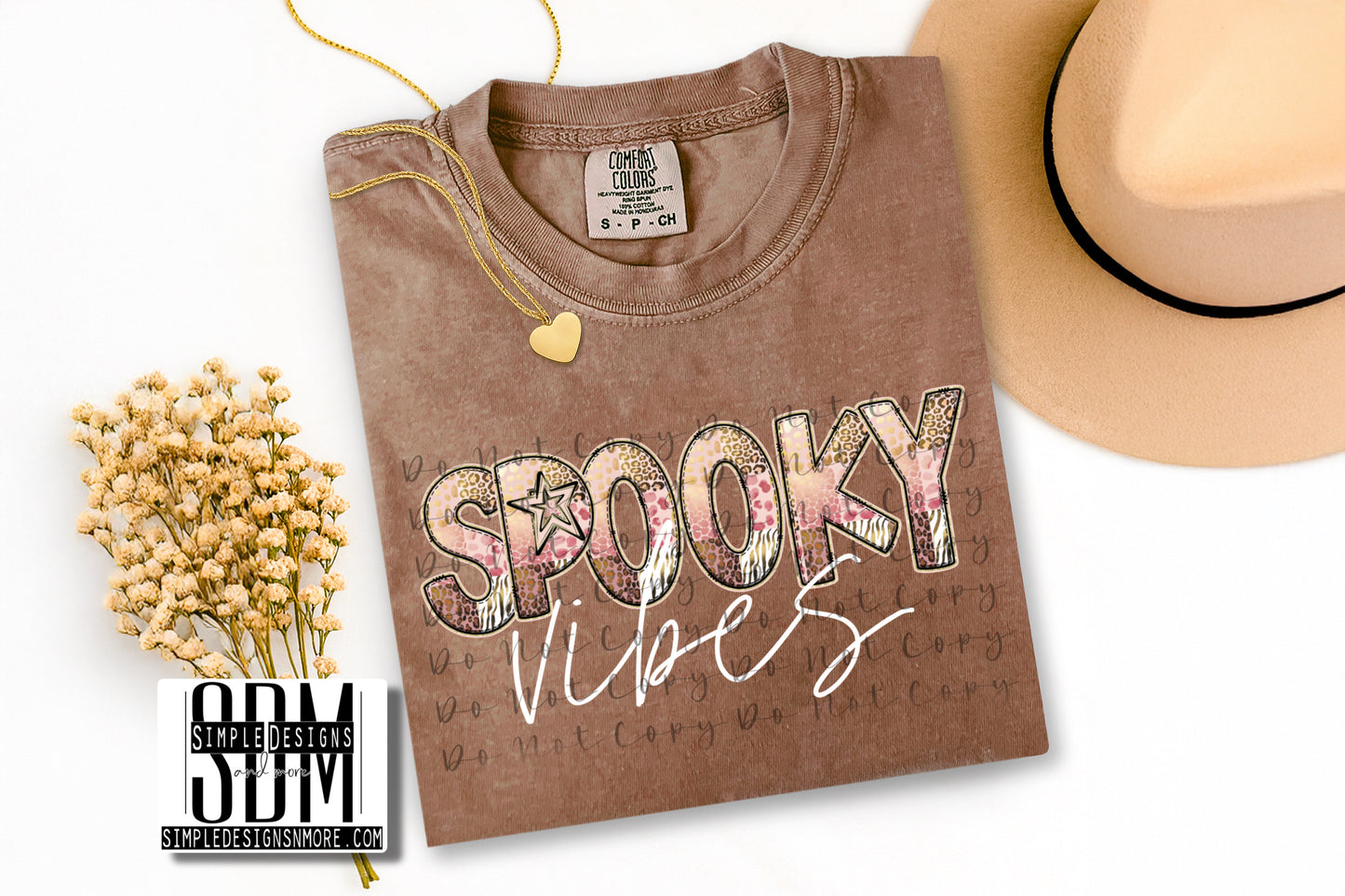 Spooky Vibes Animal Print Letters Comfort Color T-shirt, Bella Canvas Tees