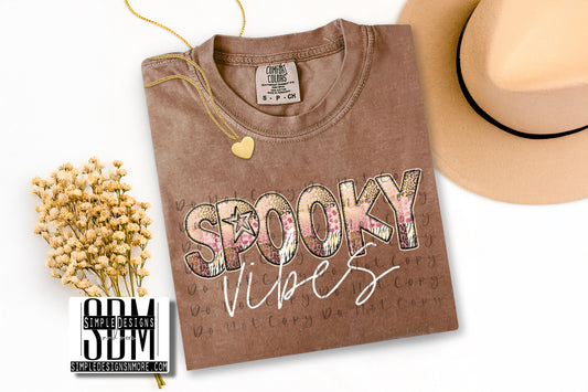 Spooky Vibes Animal Print Letters Comfort Color T-shirt, Bella Canvas Tees