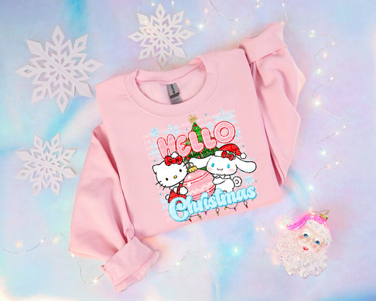 Hello Christmas Comfort Color T-shirt, Bella Canvas Tees, Crew Sweatshirt