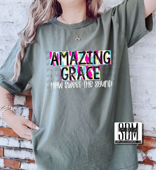 Amazing Grace How Sweet the Sound Brushstroke Heat Transfer Sublimation, Sublimation, DTF Direct to Film