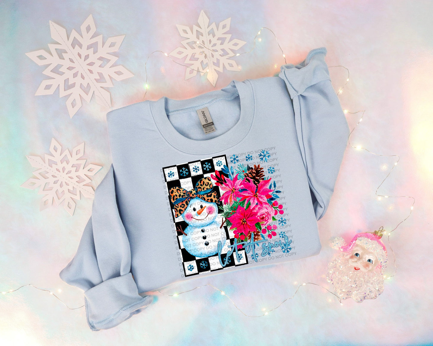 Snowman Floral Let It Snow Heat Transfer Sublimation, Sublimation, DTF Direct to Film
