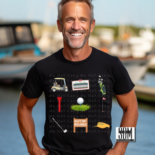 Golf Collage Heat Transfer DTF, Sublimation, DTF Direct to Film