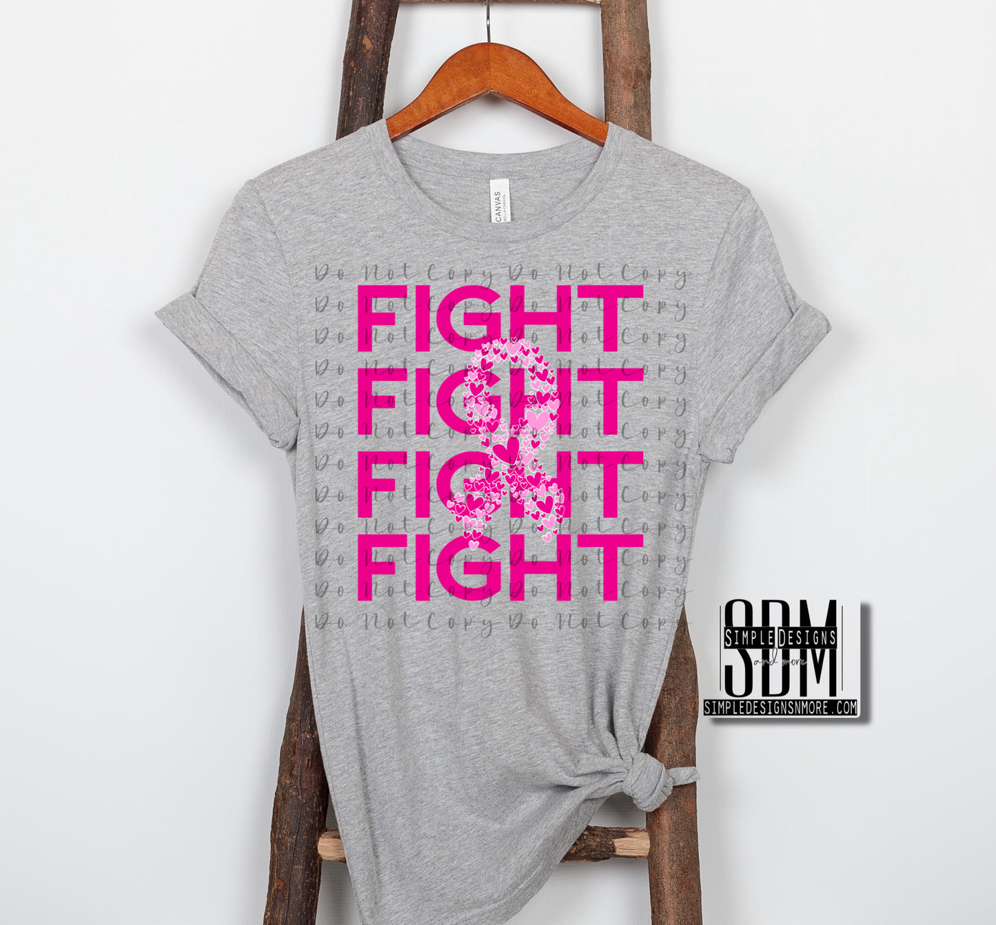 Fight Fight Fight Breast Cancer Awareness DTF Direct to Film Heat Transfer