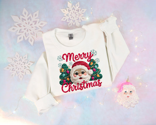 HoHoHo Christmas Tree and Reindeer (Faux Yarn) Comfort Color T-shirt, Bella Canvas Tees, Crew Sweatshirt