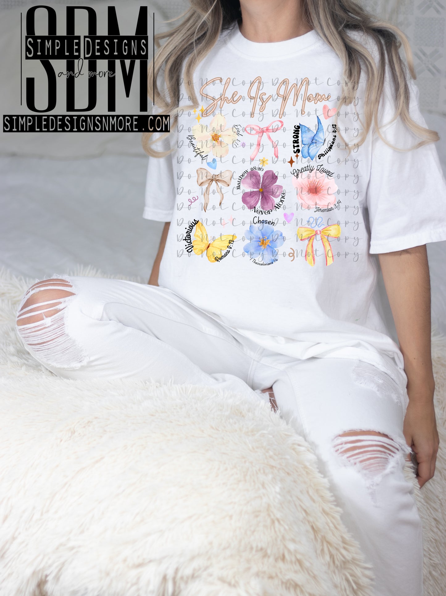 She is Mom Flowers and Bows Sublimation, Sublimation, DTF Direct to Film