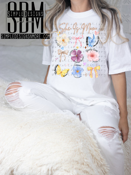 She is Mom Flowers and Bows Sublimation, Sublimation, DTF Direct to Film