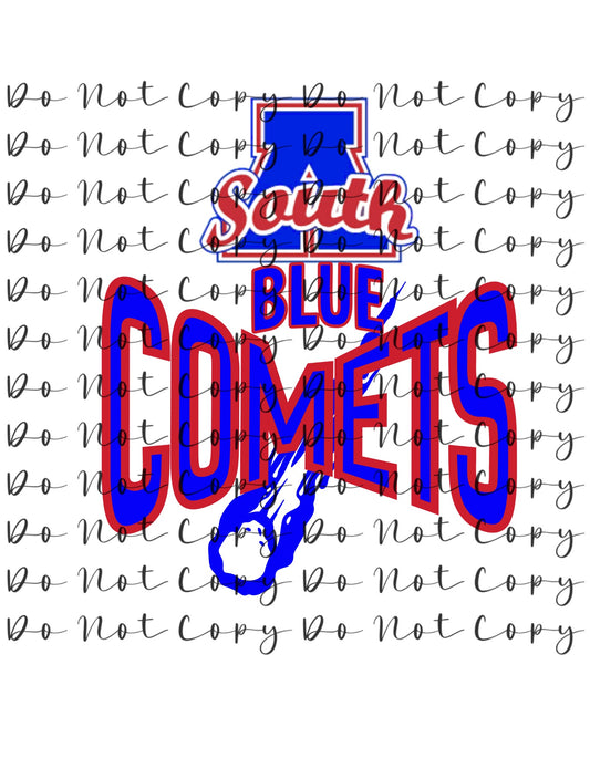 Donna South Blue Comets Yellow Blue Custom Sublimation, DTF Direct to Film