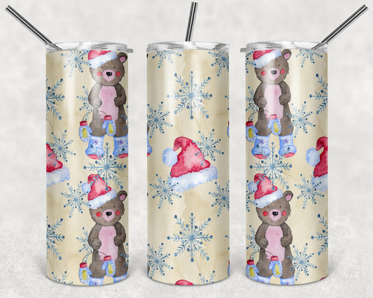 Christmas Teddy Bear 20oz Straight Tumbler Sublimation Print