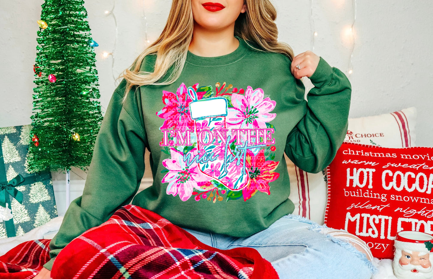 I’m on the Nice List Floral Heat Transfer Sublimation, Sublimation, DTF Direct to Film