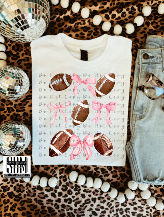 Football and Bow Collab Comfort Color T-shirt, Bella Canvas Tees