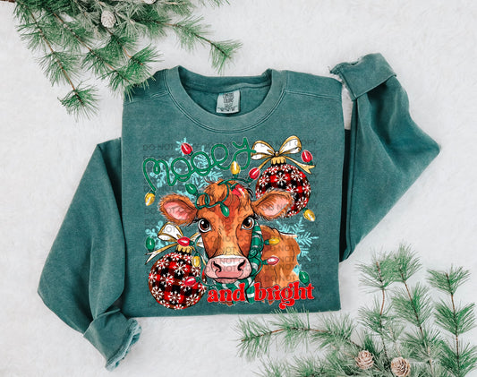 Mooey and Bright Cow Comfort Color T-shirt, Bella Canvas Tees, Crew Sweatshirt