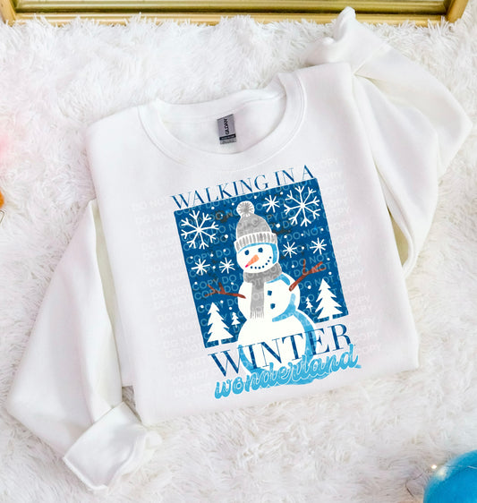 Walking in a Winter Wonderland (Blue) Comfort Color T-shirt, Bella Canvas Tees, Crew Sweatshirt