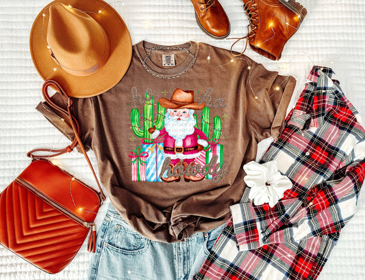 Ho Ho Howdy Western Santa Comfort Color T-shirt, Bella Canvas Tees, Crew Sweatshirt