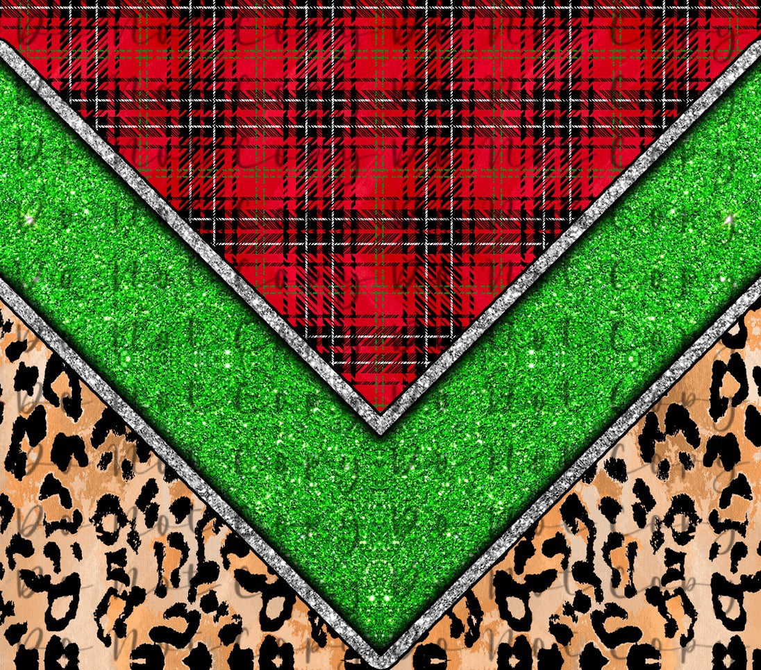 Plaid Glitter Glitter V Leopard 20oz Straight Tumbler Sublimation Print