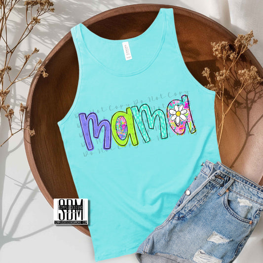 Bright Colors Floral Mama Birthday Sublimation, Sublimation, DTF Direct to Film
