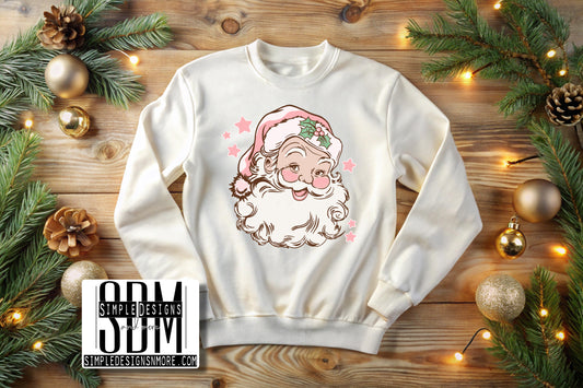 Retro Pink Santa Heat Transfer Sublimation, Sublimation, DTF Direct to Film