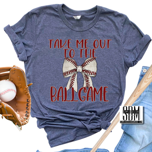 Take Me out to the Ballgame With Bow Heat Transfer Sublimation, Sublimation, DTF Direct to Film