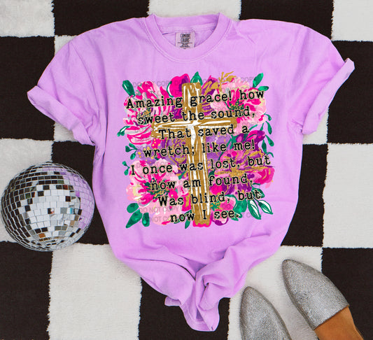 Amazing Grace Floral Heat Transfer Sublimation, Sublimation, DTF Direct to Film