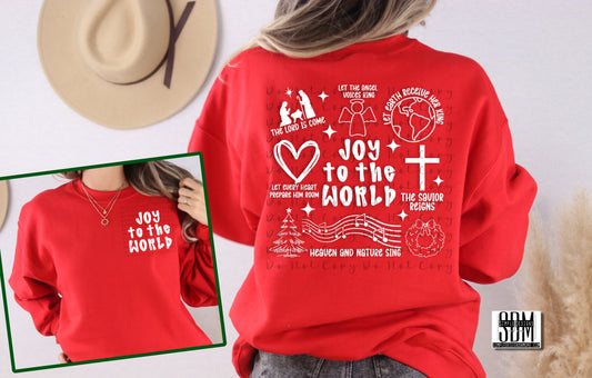 Joy to the World Collage Heat Transfer Sublimation, DTF Direct to Film