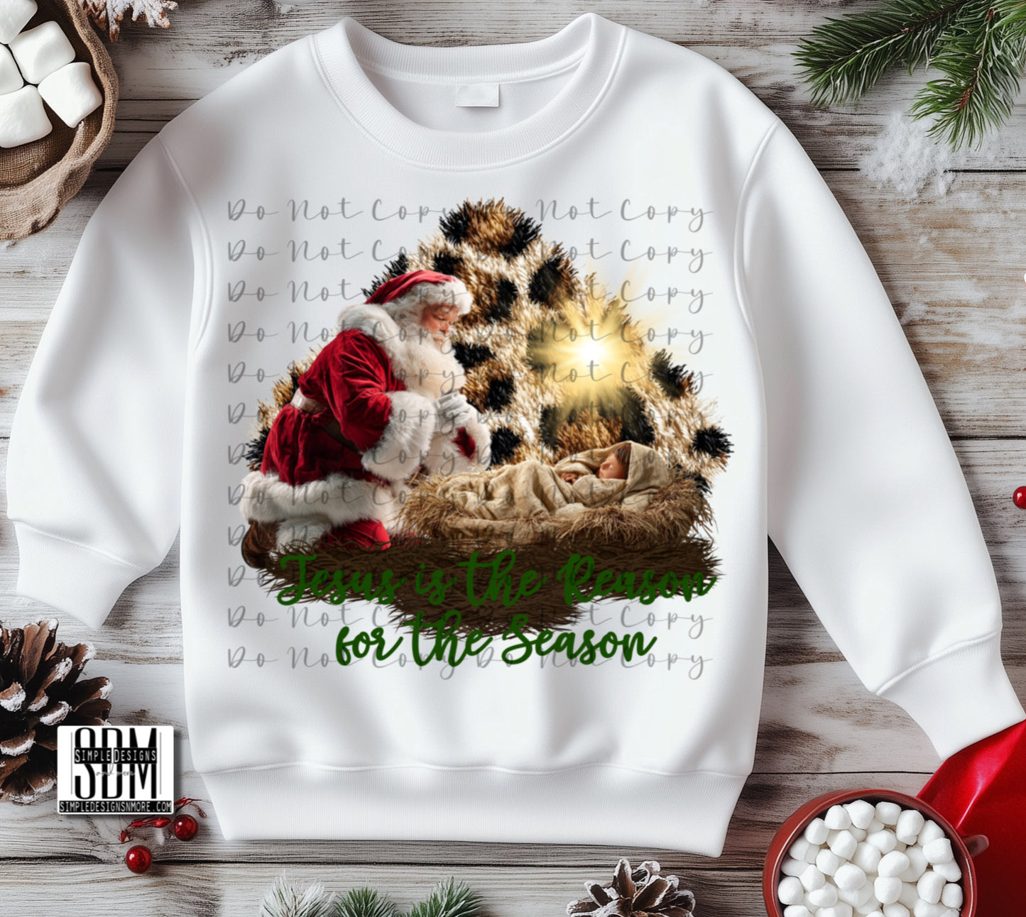 Jesus is the Reason for the Season (Leopard) Comfort Color T-shirt, Bella Canvas Tees, Crew Sweatshirt