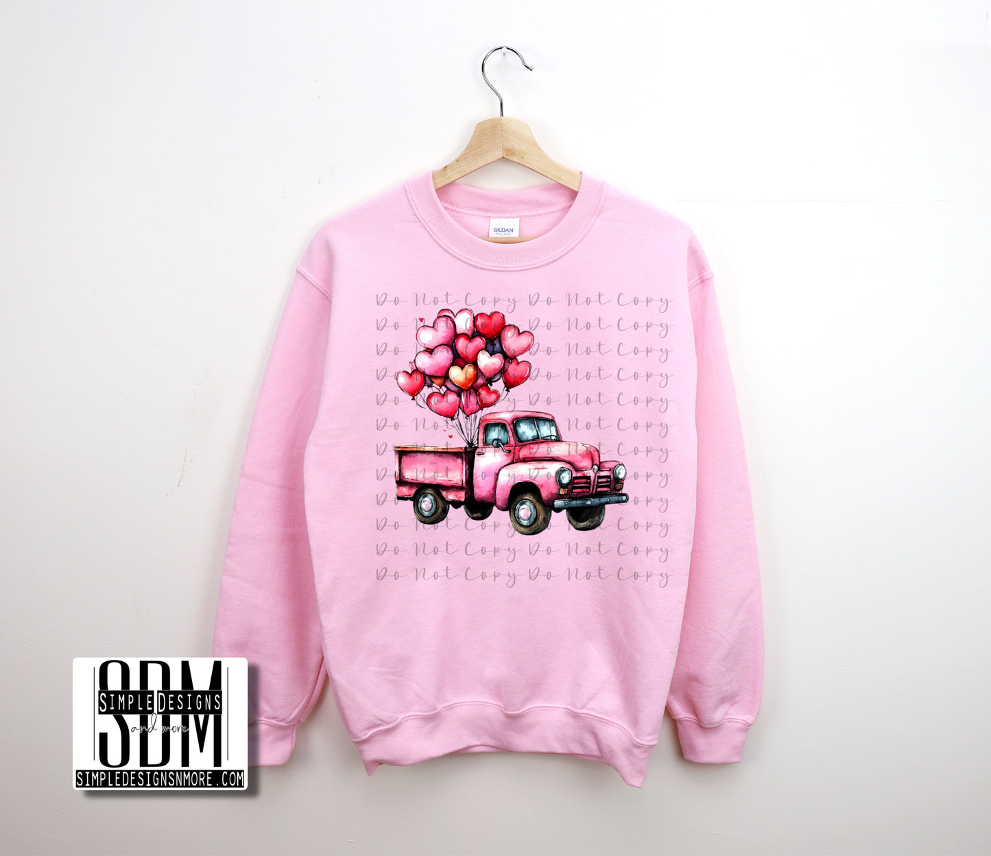 Truck with Heart Balloons Heat Transfer Sublimation, Sublimation, DTF Direct to Film