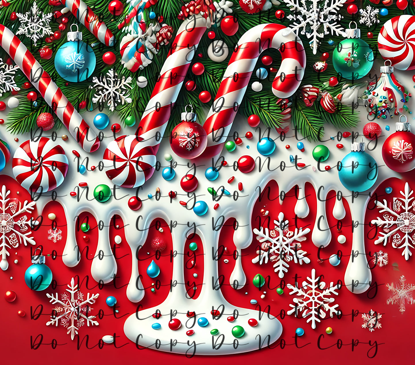 Candy Cane Gnomes (Drip) 20oz Straight Tumbler Sublimation Print