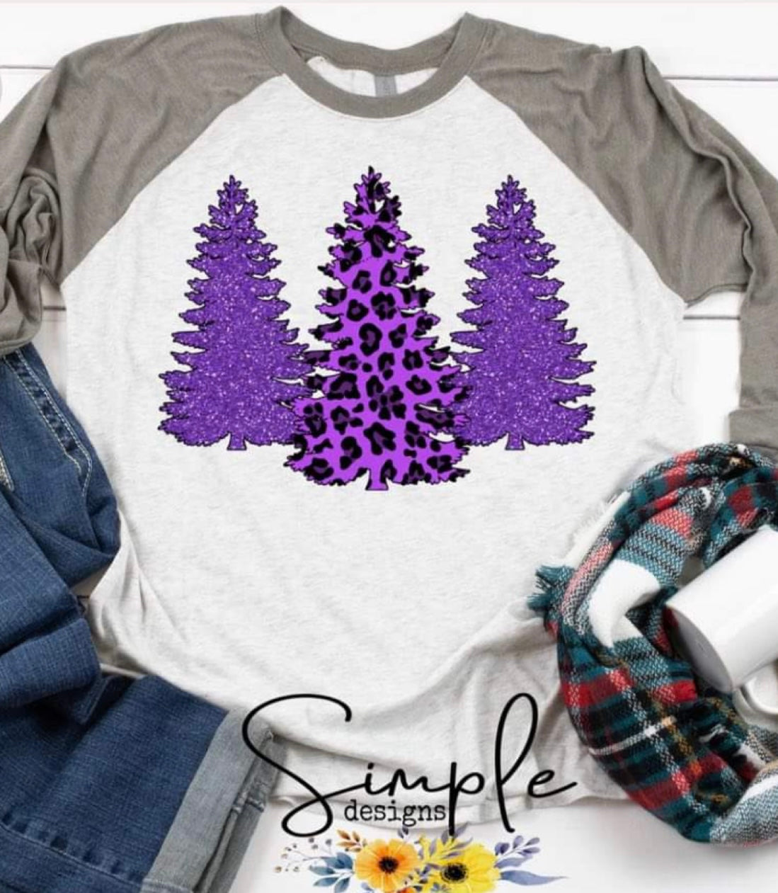 Purple Christmas Trees Heat Transfer Sublimation, Sublimation, DTF Direct to Film