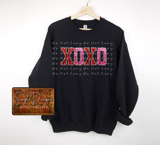 Faux Glitter XOXO Heat Transfer Sublimation, Sublimation, DTF Direct to Film