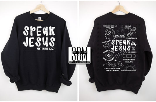 Speak Jesus Collage Comfort Color T-shirt, Bella Canvas Tees, Crew Sweatshirt