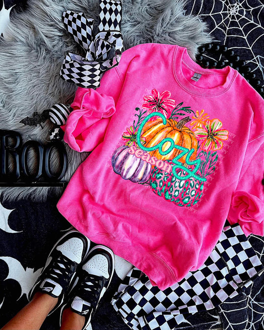 Cozy Season Pumpkins Comfort Color T-shirt, Bella Canvas Tees