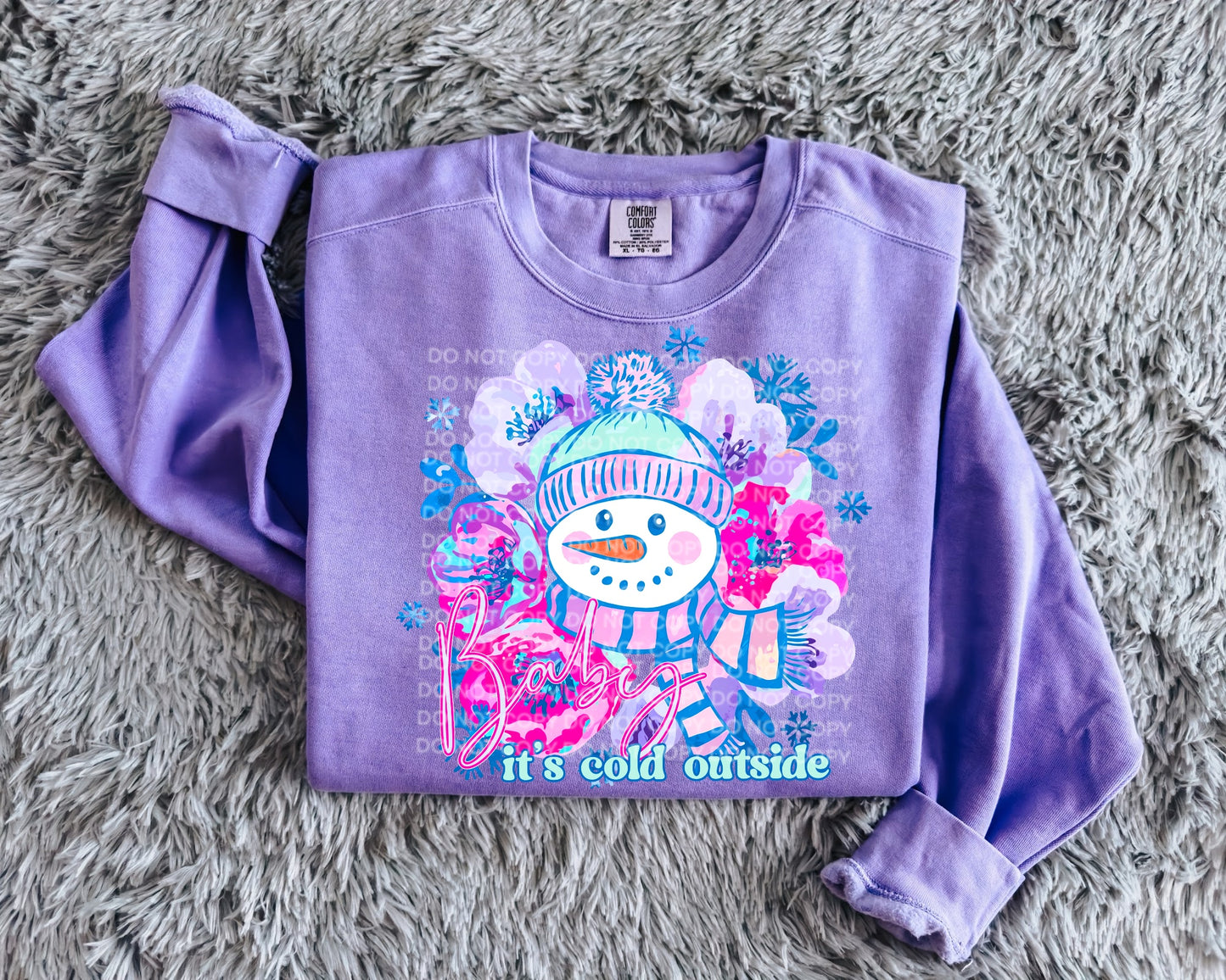 Baby It's Cold Outside Floral Comfort Color T-shirt, Bella Canvas Tees, Crew Sweatshirt