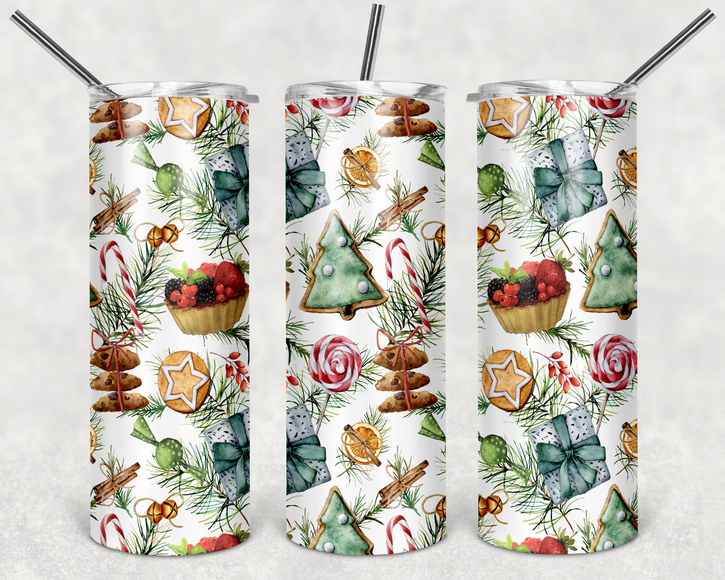 Cookies and Candy Canes 20oz Straight Tumbler Sublimation Print