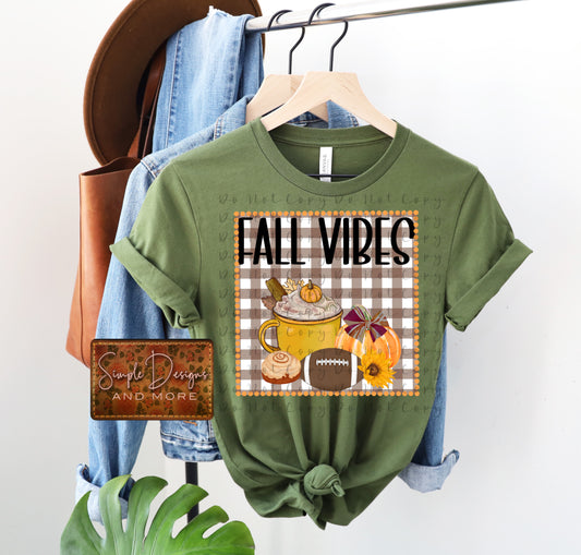 Fall Vibes Plaid Heat Transfer DTF, Sublimation, DTF Direct to Film