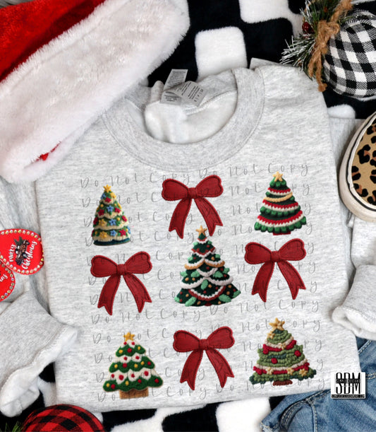 Christmas Tree Bow Collab (Faux Yarn) Heat Transfer Sublimation, Sublimation, DTF Direct to Film