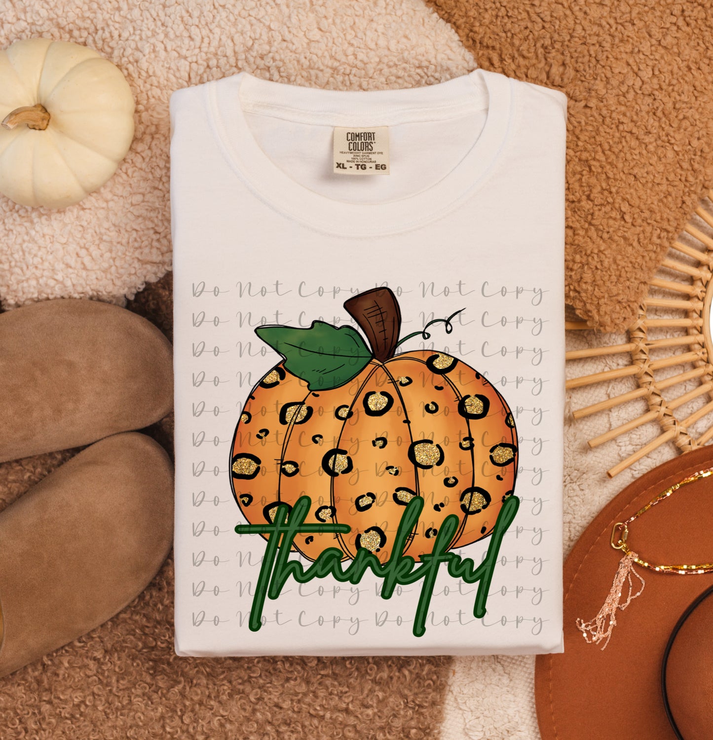 Thankful Leopard Pumpkin Comfort Color T-shirt, Bella Canvas Tees, Crew Sweatshirt